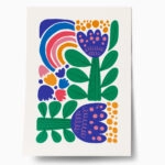 Πόστερ GREEN AND BLUE ABSTRACT FLORAL
