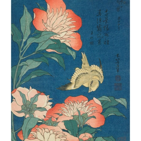 Πόστερ HOKUSAI - PEONIES AND CANARY - Διασημοι Ζωγραφοι Sticky 3