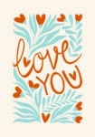 Πόστερ LOVE FLORAL RED AND CYAN