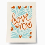 Πόστερ LOVE FLORAL RED AND CYAN