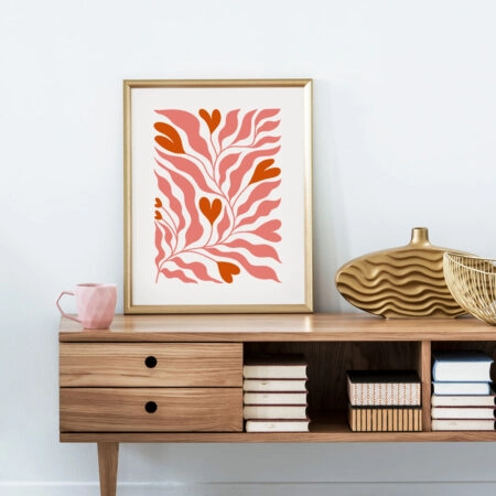 Πόστερ LOVE FLORAL RED AND PINK