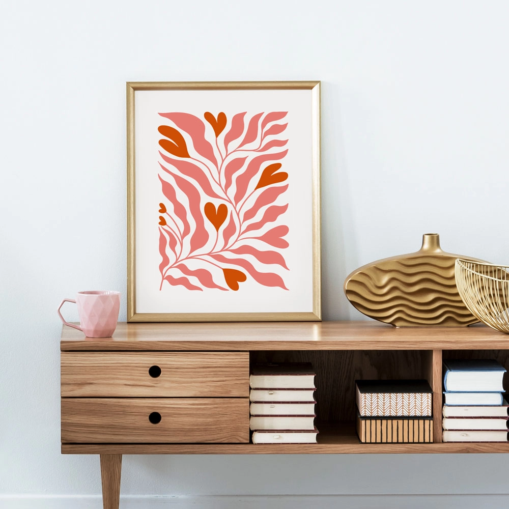 Πόστερ LOVE FLORAL RED AND PINK