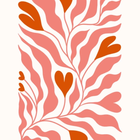 Πόστερ LOVE FLORAL RED AND PINK - Abstract - Αφηρημένα Sticky 3