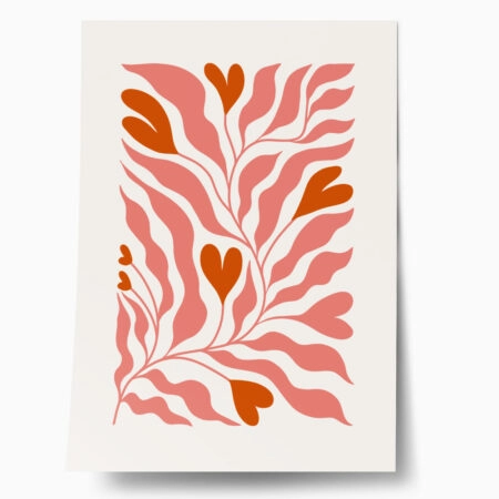 Πόστερ LOVE FLORAL RED AND PINK - Abstract - Αφηρημένα Sticky 1