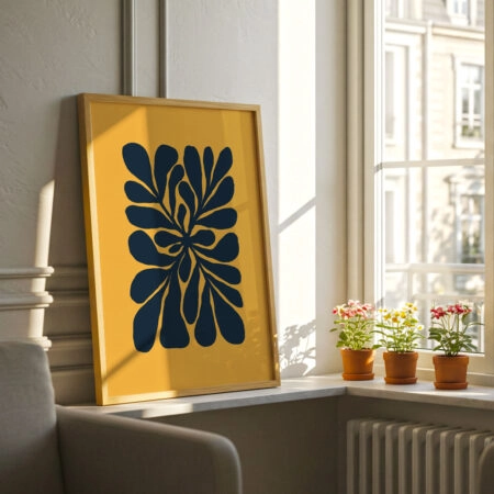 Πόστερ MATISSE STYLE FLORAL BLUE AND ORANGE