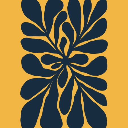 Πόστερ MATISSE STYLE FLORAL BLUE AND ORANGE - Abstract - Αφηρημένα Sticky 3