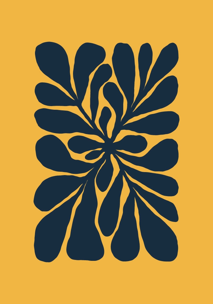 Πόστερ MATISSE STYLE FLORAL BLUE AND ORANGE
