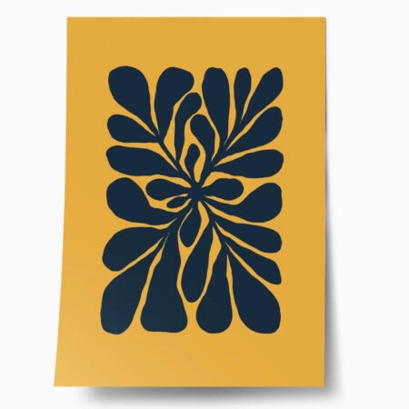 Πόστερ MATISSE STYLE FLORAL BLUE AND ORANGE - Abstract - Αφηρημένα Sticky 1