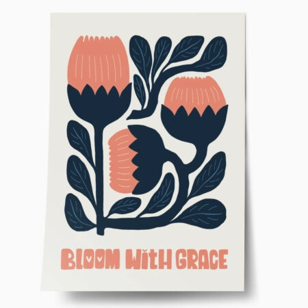 Πόστερ MATISSE STYLE FLORAL BLOOM WITH GRACE - Φρασεις - Κείμενο Sticky 1