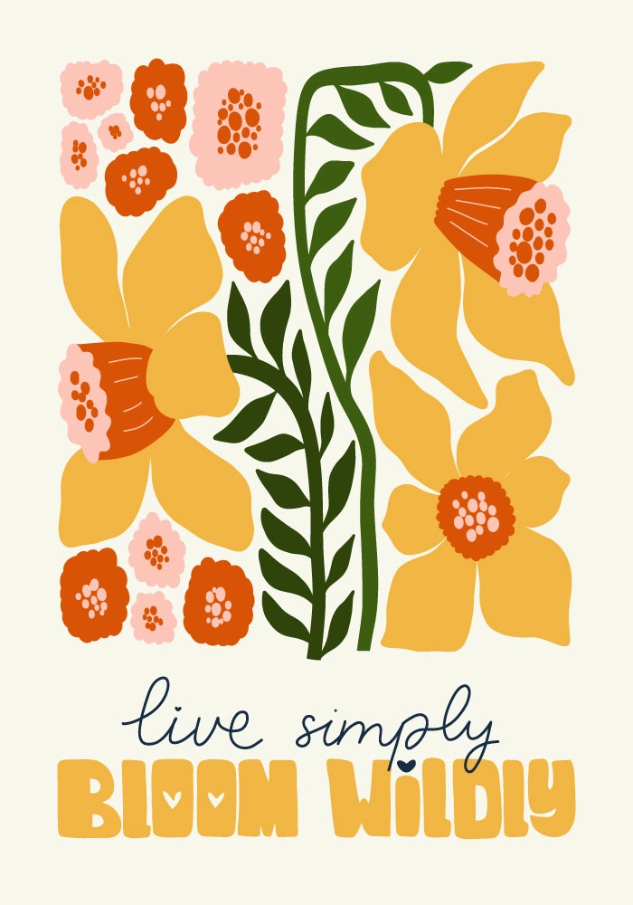 Πόστερ MATISSE STYLE FLORAL LIVE SIMPLY BLOOM WILDLY