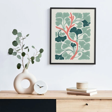 Πόστερ MATISSE STYLE FLORAL MINT AND PINK