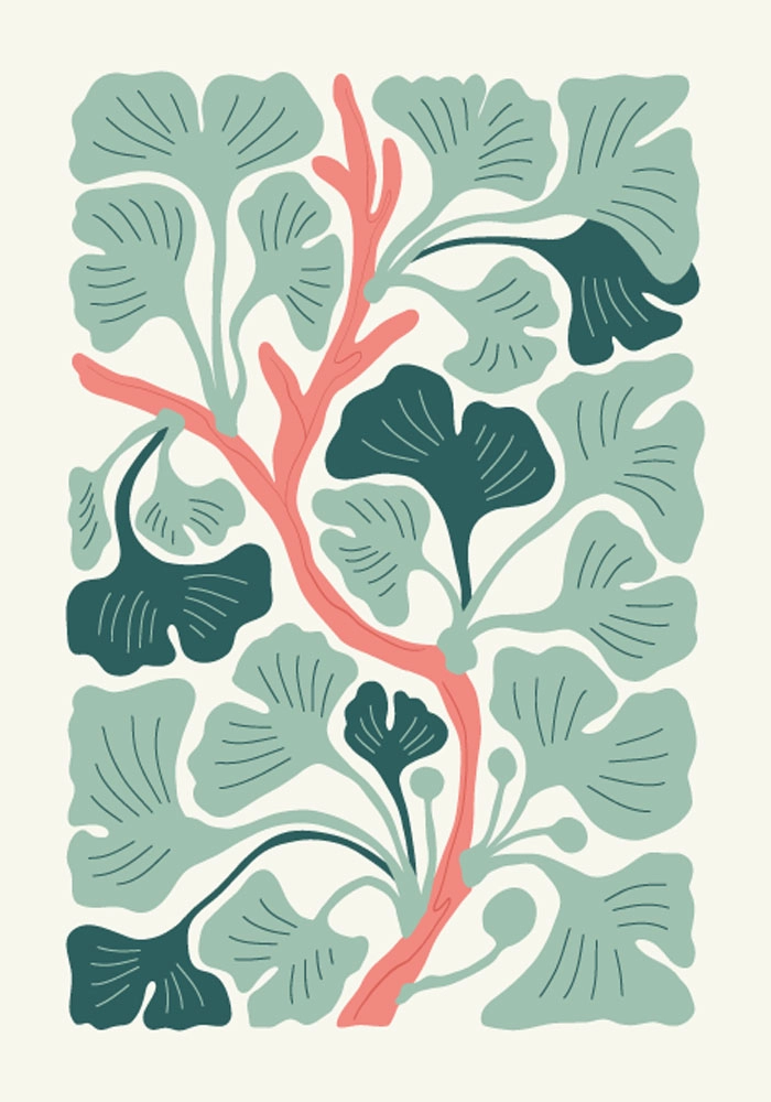 Πόστερ MATISSE STYLE FLORAL MINT AND PINK