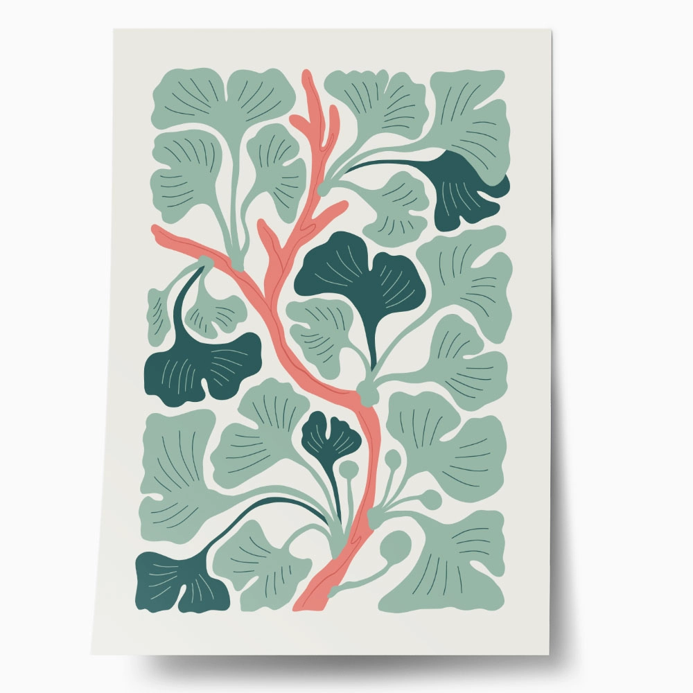 Πόστερ MATISSE STYLE FLORAL MINT AND PINK