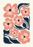 Πόστερ MATISSE STYLE FLORAL PINK AND BLUE