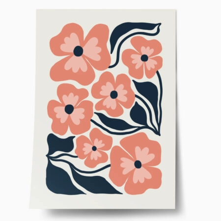 Πόστερ MATISSE STYLE FLORAL PINK AND BLUE - Botanical - Λουλούδια Sticky 1
