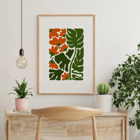 Πόστερ MATISSE STYLE FLORAL RED AND GREEN