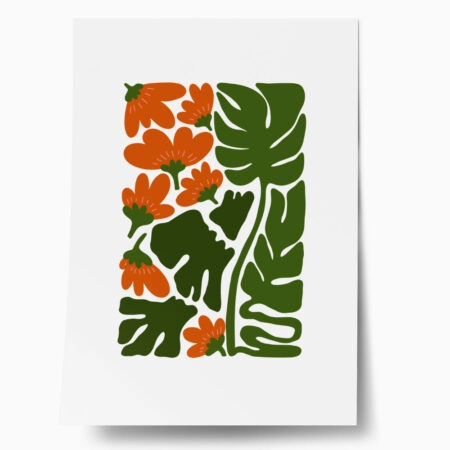 Πόστερ MATISSE STYLE FLORAL RED AND GREEN - Botanical - Λουλούδια Sticky 1