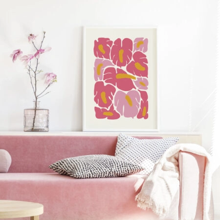 Πόστερ MATISSE STYLE PINK TROPICAL FLOWERS