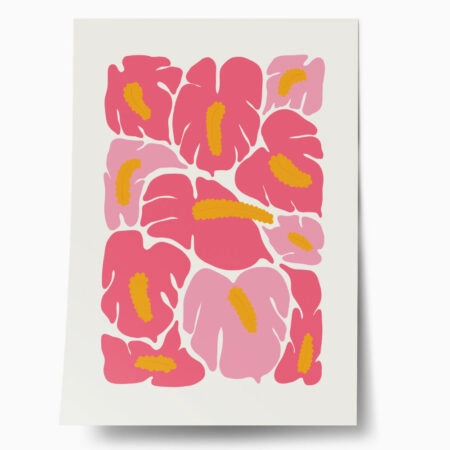 Πόστερ MATISSE STYLE PINK TROPICAL FLOWERS - Botanical - Λουλούδια Sticky 1