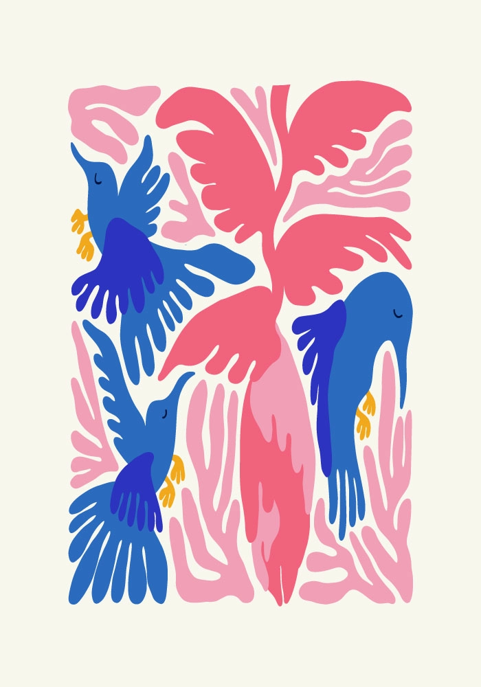 Πόστερ MATISSE STYLE TROPICAL BIRDS AND PLANTS