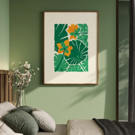 Πόστερ MATISSE STYLE TROPICAL ORANGE AND GREEN FLOWERS 2