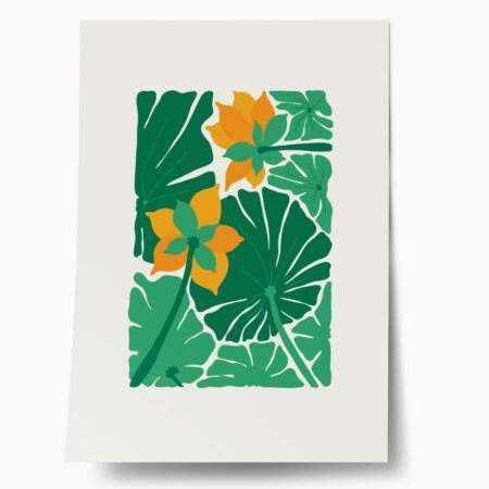 Πόστερ MATISSE STYLE TROPICAL ORANGE AND GREEN FLOWERS 2 - Botanical - Λουλούδια Sticky 1