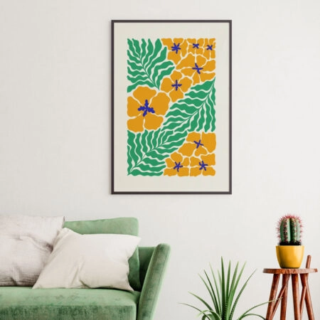 Πόστερ MATISSE STYLE TROPICAL ORANGE AND GREEN FLOWERS