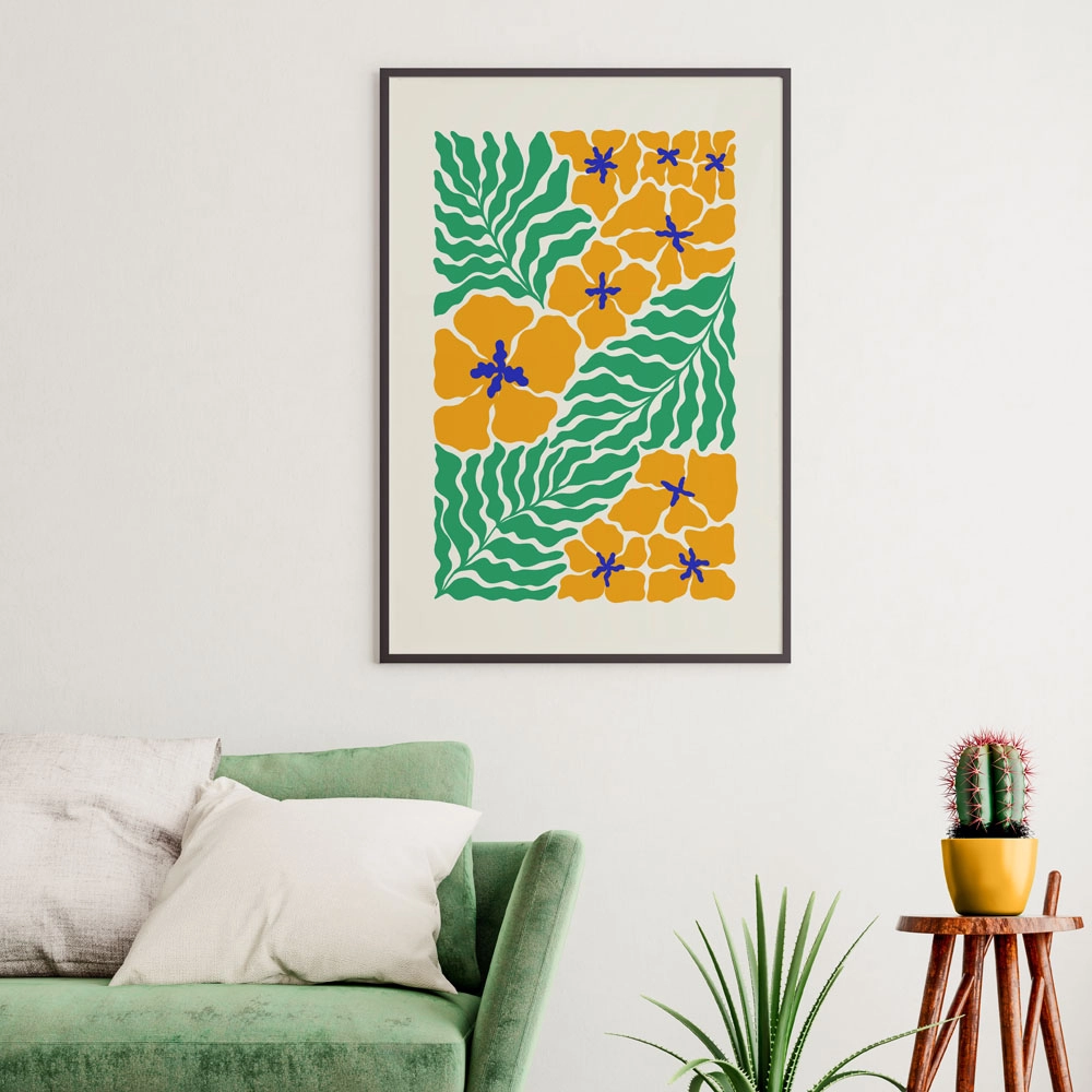 Πόστερ MATISSE STYLE TROPICAL ORANGE AND GREEN FLOWERS