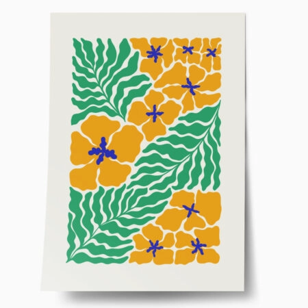 Πόστερ MATISSE STYLE TROPICAL ORANGE AND GREEN FLOWERS - Abstract - Αφηρημένα Sticky 1