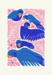 Πόστερ MATISSE STYLE TROPICAL PARROTS AND FLOWERS