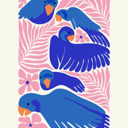 Πόστερ MATISSE STYLE TROPICAL PARROTS AND FLOWERS - Ζωα Sticky 3