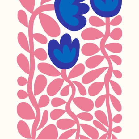 Πόστερ PINK AND BLUE ABSTRACT FLORAL - Botanical - Λουλούδια Sticky 3