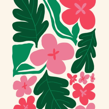 Πόστερ PINK AND GREEN ABSTRACT FLORAL 2 - Botanical - Λουλούδια Sticky 3
