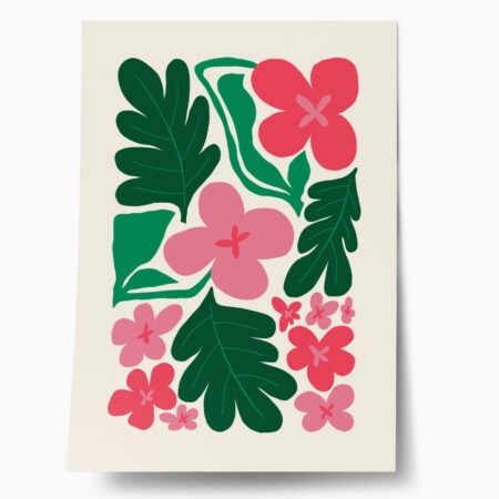 Πόστερ PINK AND GREEN ABSTRACT FLORAL 2 - Botanical - Λουλούδια Sticky 1