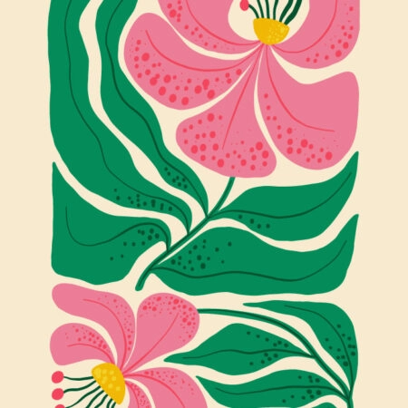Πόστερ PINK AND GREEN ABSTRACT FLORAL - Botanical - Λουλούδια Sticky 3