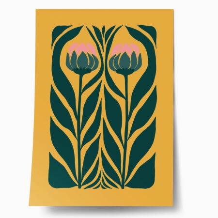 Πόστερ PINK AND GREEN FLOWERS 2 - Botanical - Λουλούδια Sticky 1