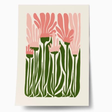 Πόστερ PINK AND GREEN FLOWERS - Botanical - Λουλούδια Sticky 1