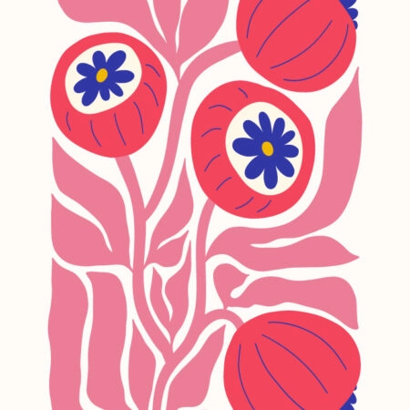 Πόστερ PINK AND RED ABSTRACT FLORAL - Botanical - Λουλούδια Sticky 3
