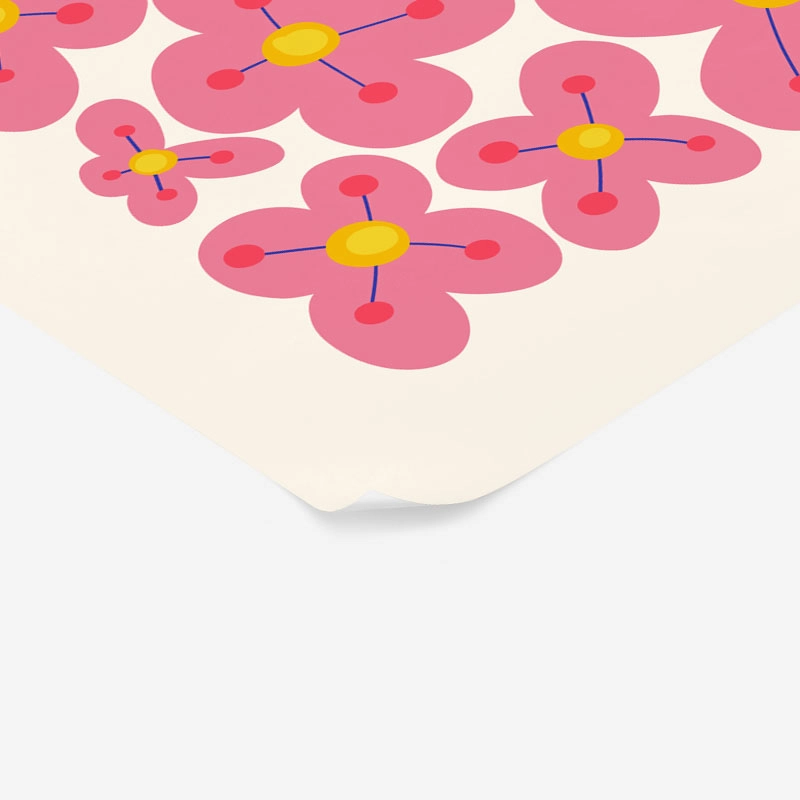 Πόστερ PINK AND YELLOW ABSTRACT FLORAL
