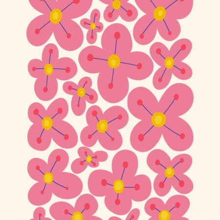 Πόστερ PINK AND YELLOW ABSTRACT FLORAL - Botanical - Λουλούδια Sticky 3