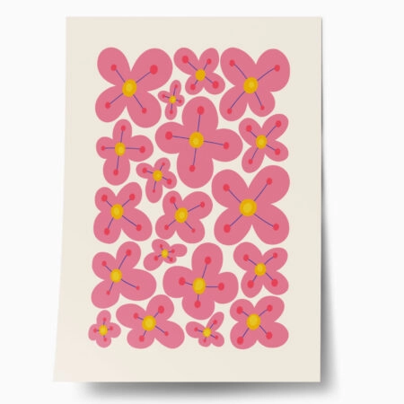 Πόστερ PINK AND YELLOW ABSTRACT FLORAL - Botanical - Λουλούδια Sticky 1
