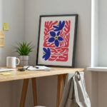 Πόστερ RED AND BLUE ABSTRACT FLORAL 2