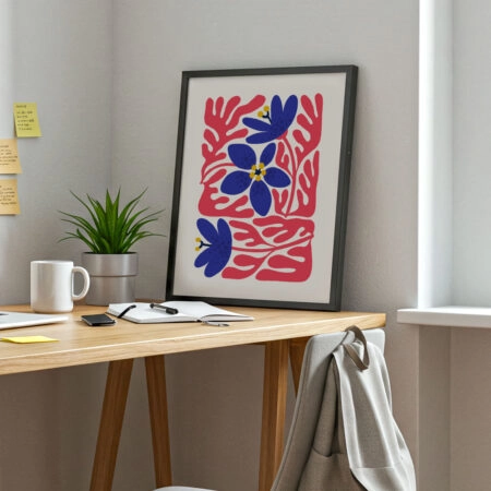 Πόστερ RED AND BLUE ABSTRACT FLORAL 2 - Botanical - Λουλούδια