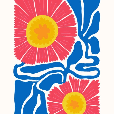 Πόστερ RED AND BLUE ABSTRACT FLORAL - Posters Sticky 3