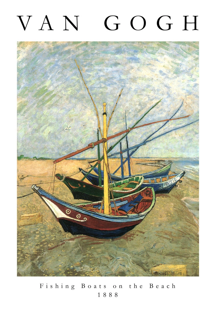 Πόστερ VAN GOGH - FISHING BOATS ON THE BEACH AT SAINTES-MARIES