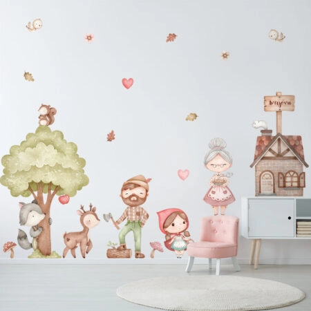 Αυτοκόλλητο τοίχου WATERCOLOR LITTLE RED RIDING HOOD