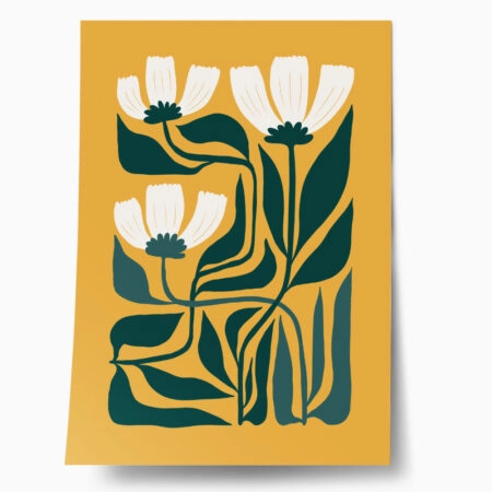 Πόστερ WHITE AND GREEN FLOWERS 2 - Botanical - Λουλούδια Sticky 1