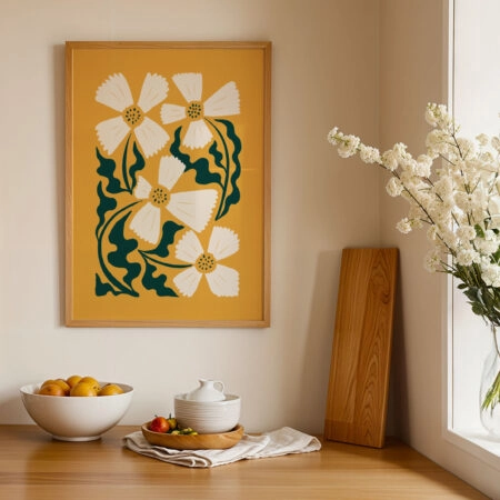 Πόστερ WHITE AND GREEN FLOWERS
