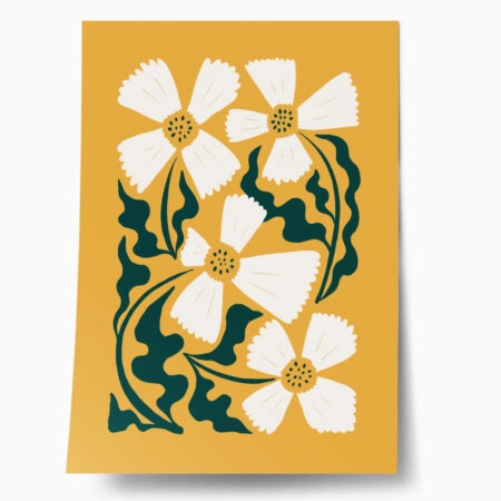 Πόστερ WHITE AND GREEN FLOWERS - Botanical - Λουλούδια Sticky 1