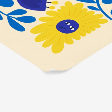 Πόστερ YELLOW AND BLUE ABSTRACT FLORAL - Botanical - Λουλούδια Sticky 2